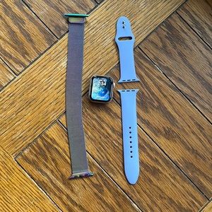 Apple Watch Series 5 GPS 40mm Aluminum Ceramic Rose Gold Case 2 Bands MWV72LL/A